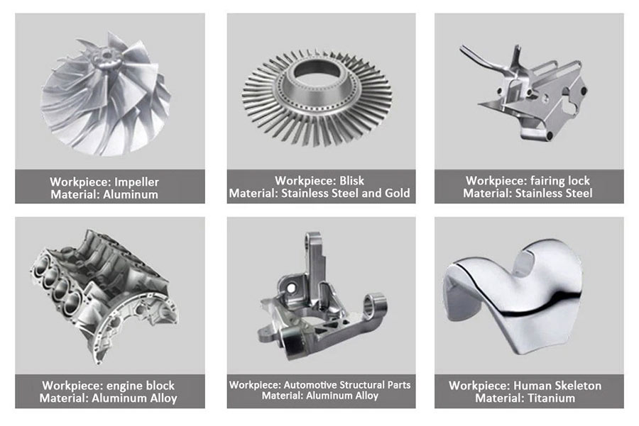 Parts using a five axis CNC machining center